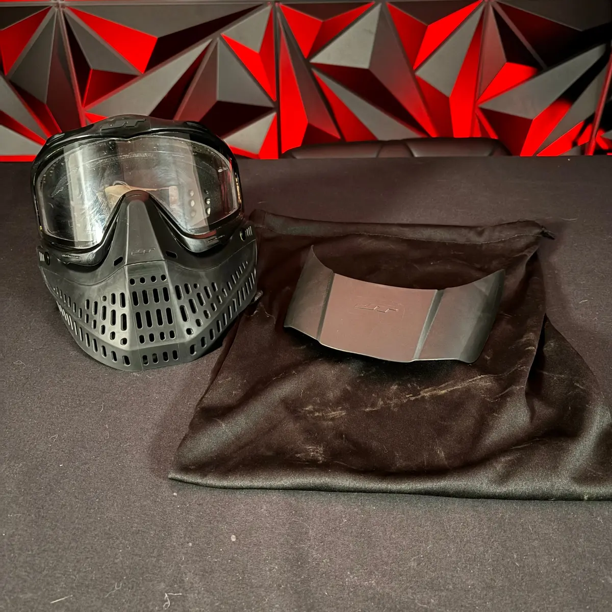 Used Jt Proflex Paintball Mask -  Black W/Visor And Soft Goggle Bag 1