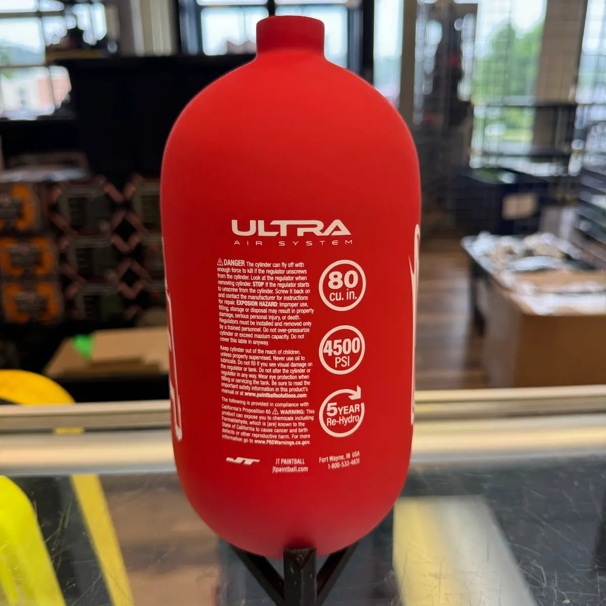 Empire Ultra Light 80Ci 4500Psi Hpa Paintball Tank - Red With White Logo -Bottle Only 1