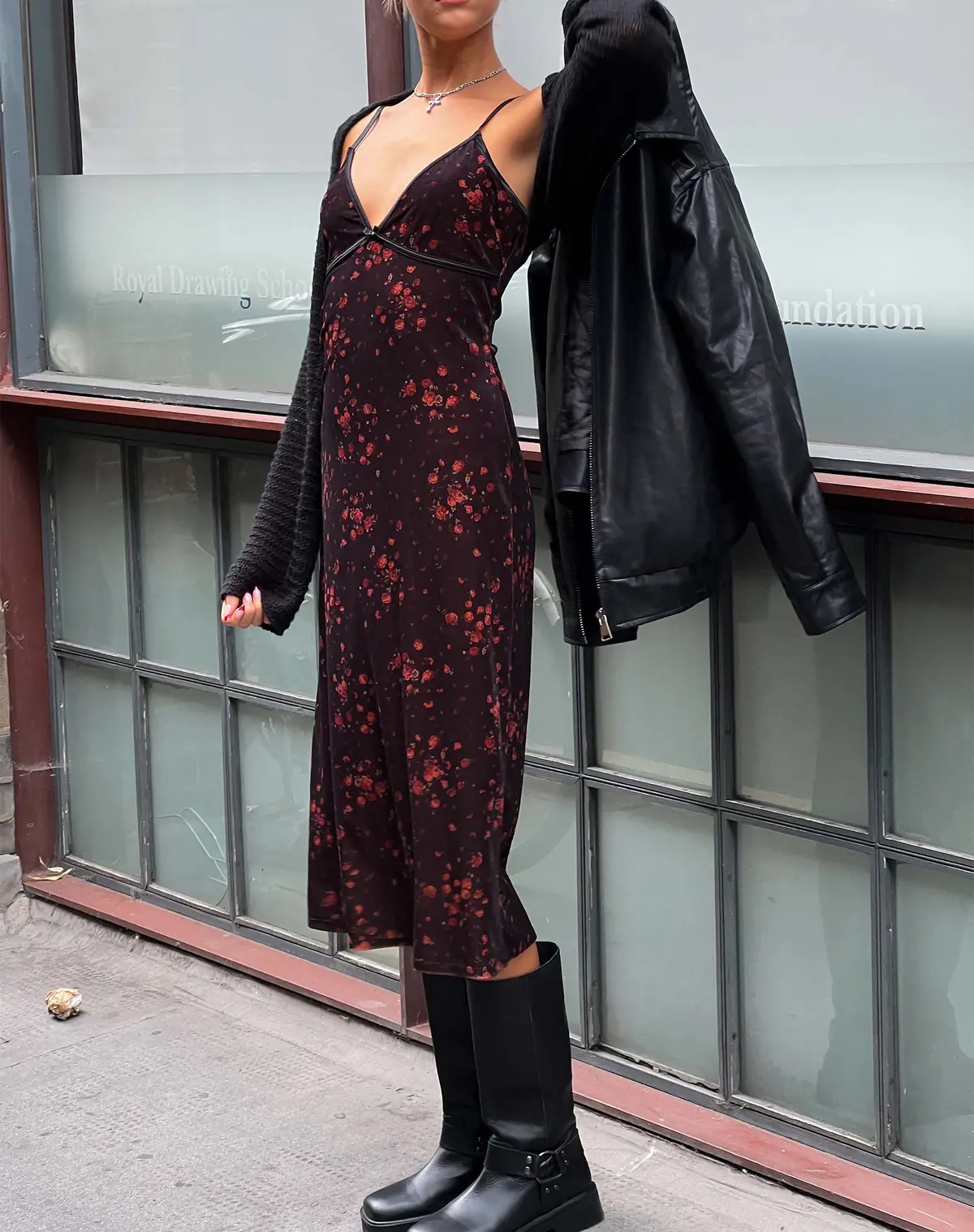 Camelia Maxi Dress In Rose Cluster Velvet 1