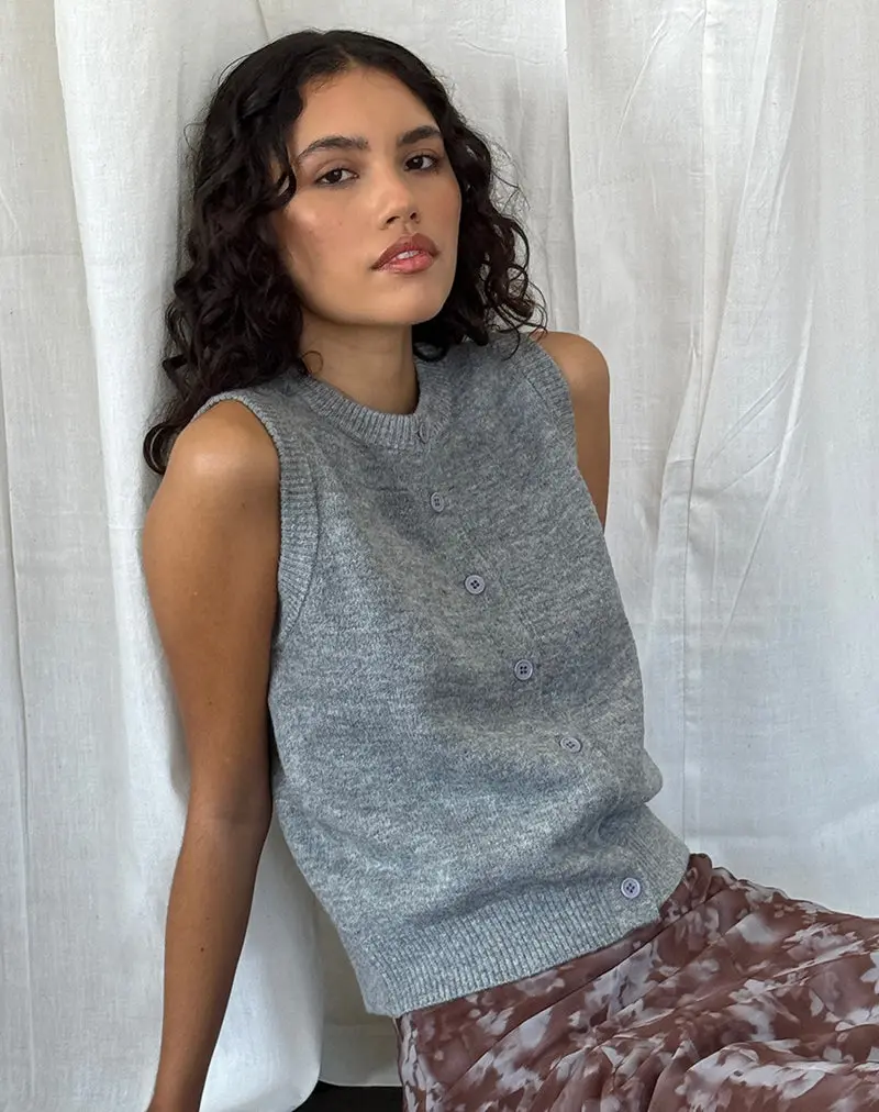 Cancri Button Through Vest In Grey 1