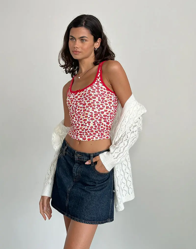 Carili Vest Top In Strawberry 2023 Print 1