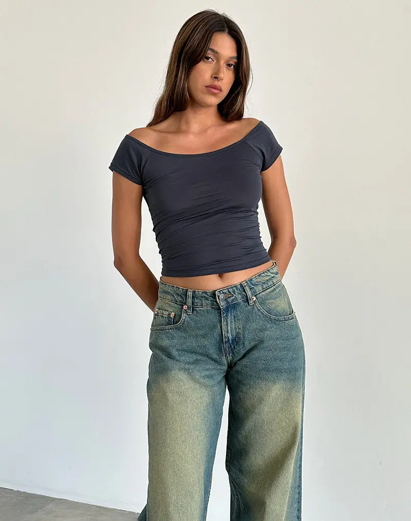 Charya Off The Shoulder Top In Ocean Storm 1
