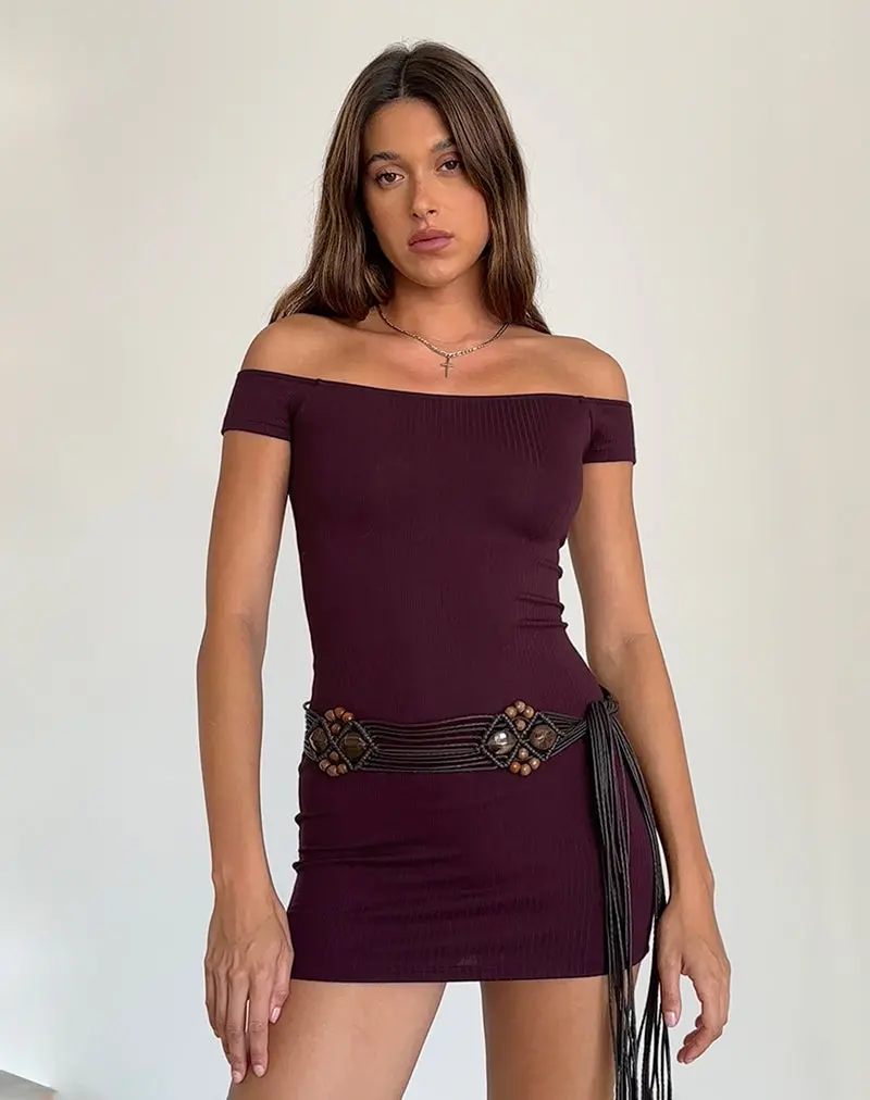 Ciya Mini Dress In Thick Rib Oxblood 1