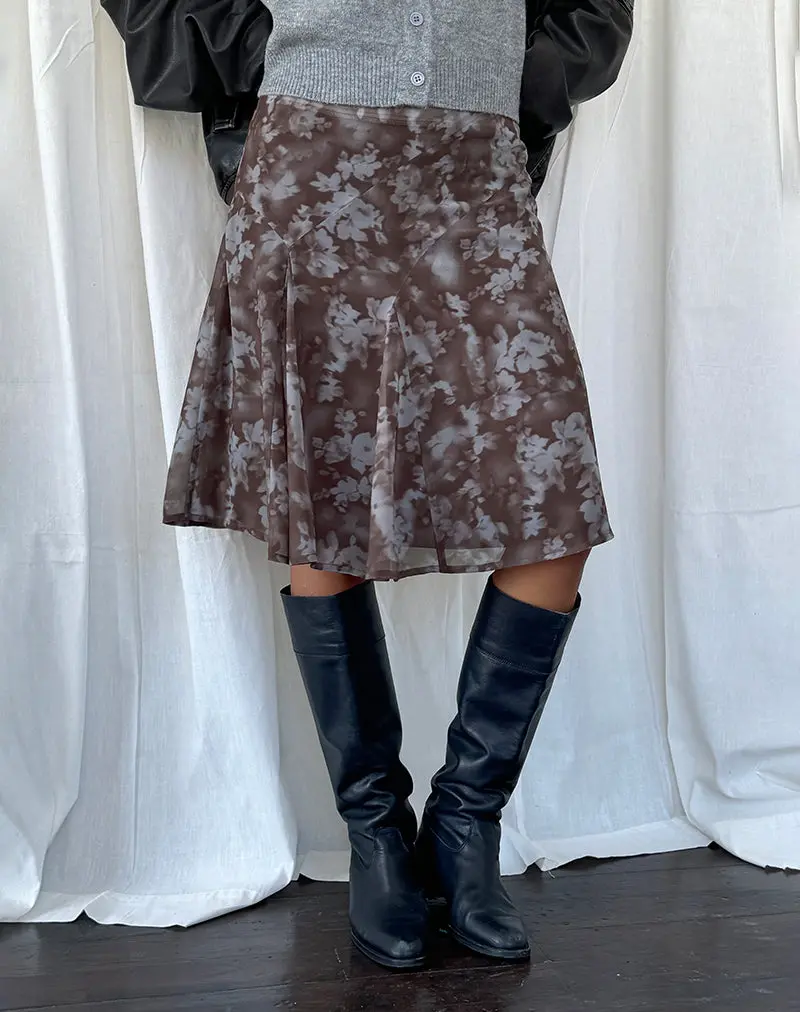 Clarita Midi Skirt In Botanical Shadow Brown 1