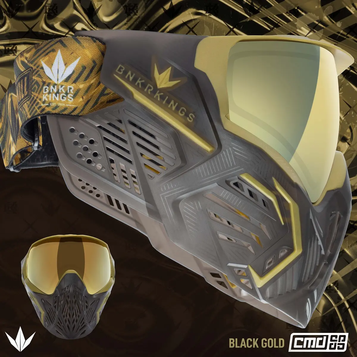 Bunkerkings Cmd Paintball Mask - Black Gold 1