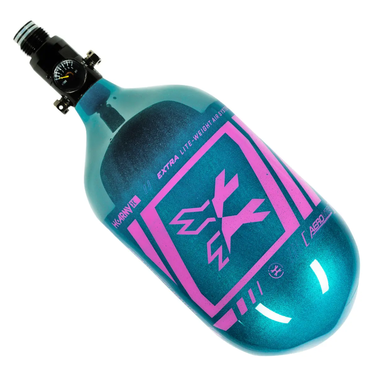 Hk Army "Extra Lite" Carbon Fiber Tank - Standard Reg. - Slash Metallic - 68/4500 Psi - Turquoise/Pink 1