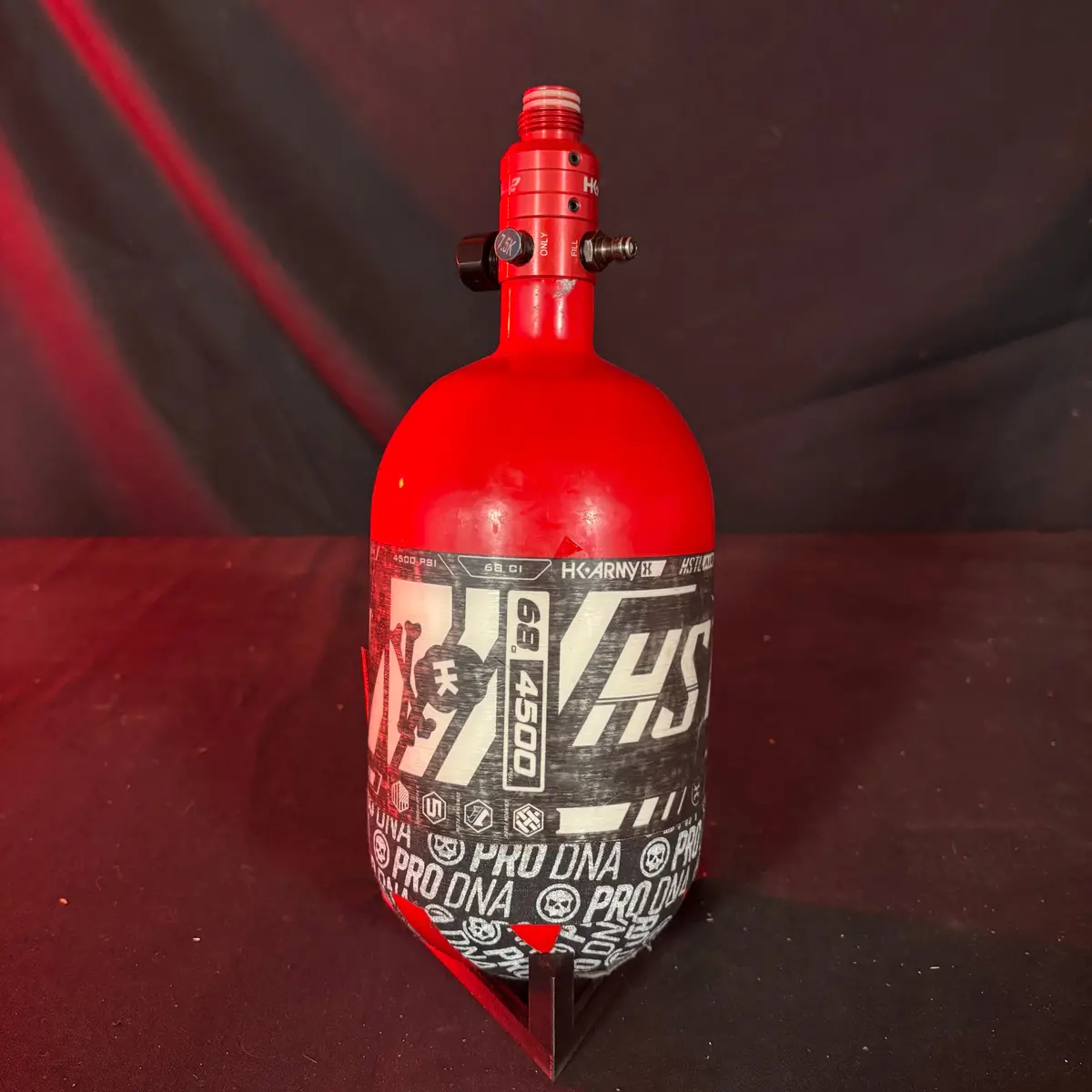 Used Hk Army Hstl 68/4500 Paintball Tank - Red/White W/ Red Aerolite2 Reg 1