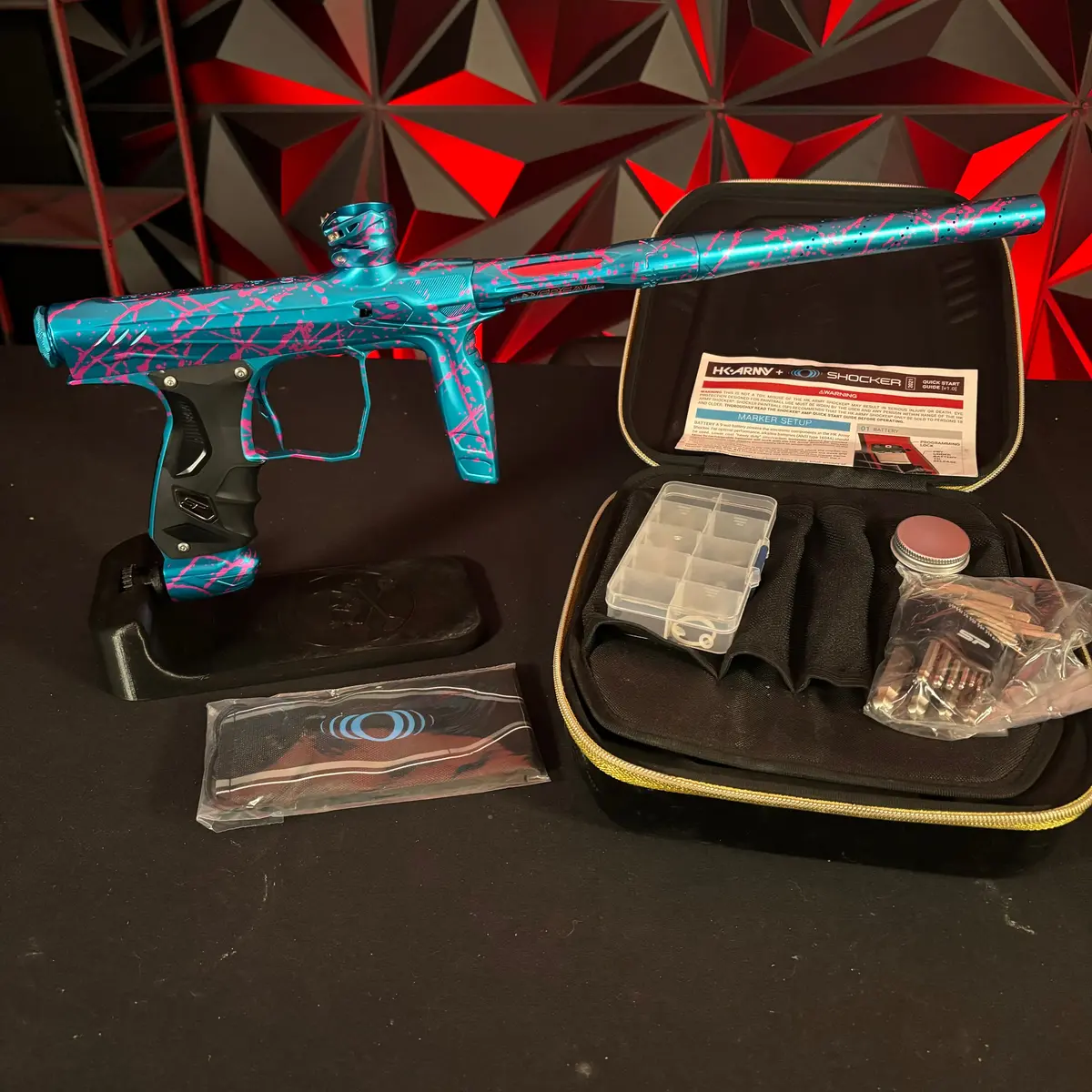 Used Hk Army Shocker Paintball Gun - Blue/Pink Splash 1