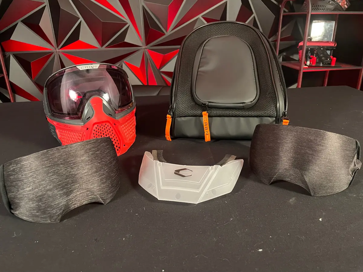 Used Carbon Sld Less Coverage Paintball Mask - Crimson 1