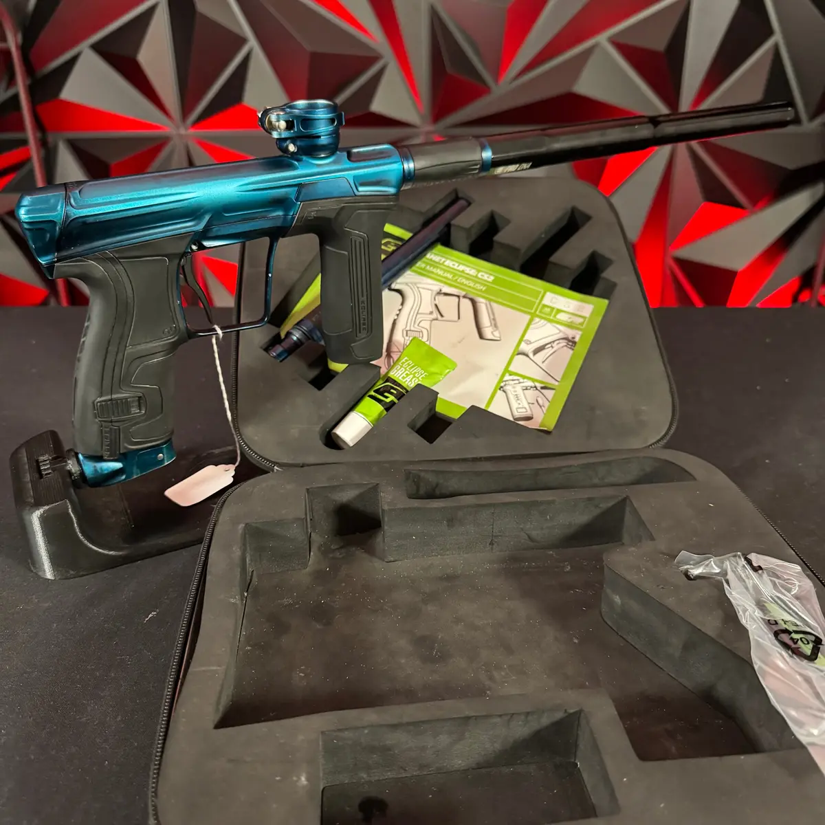 Used Planet Eclipse Cs2 Paintball Gun - Black/Blue Acid Wash W/ 2 Fl Backs And Scythe Trigger 1