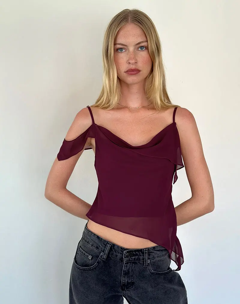 Davila Top In Chiffon Burgundy 1
