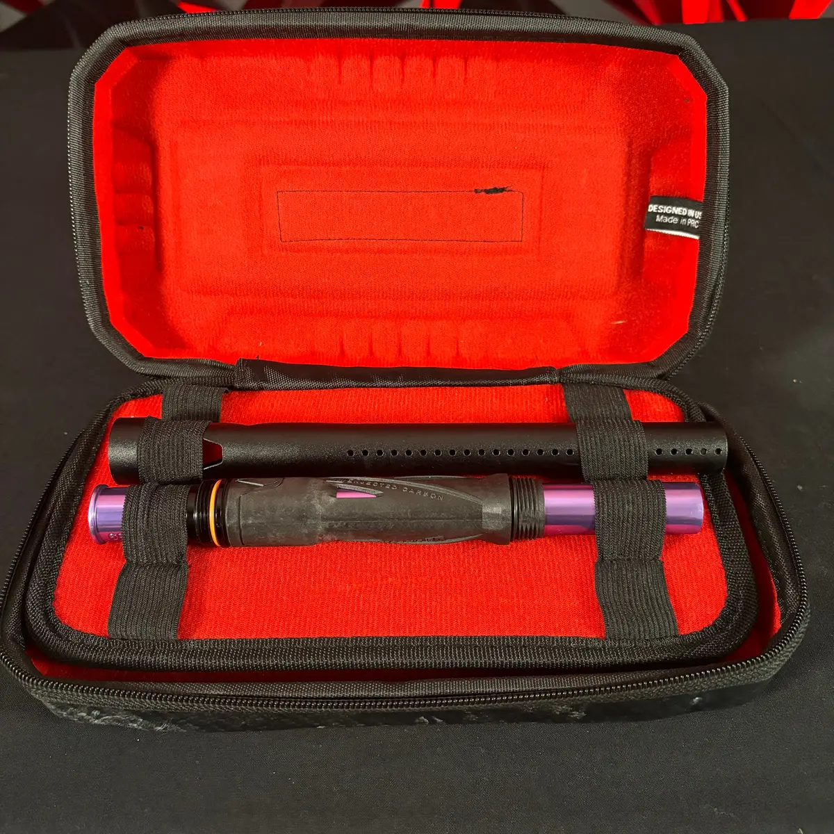 Used Carbon Ic Paintball Barrel Kit - Ac Threaded - 2 Piece Barrel Ic Barrel, 4 Pwr Inserts 1