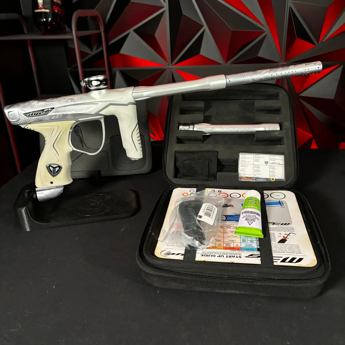 Used Dye M3s Paintball Gun - Whiteout W/M3+ Bolt Upgrade & Mosair Charging Pad 1