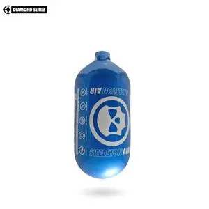 Infamous Skeleton Air "Hyperlight" Paintball Tank Bottle Only - Diamond Series - Blue / Silver - 80/4500 Psi 1