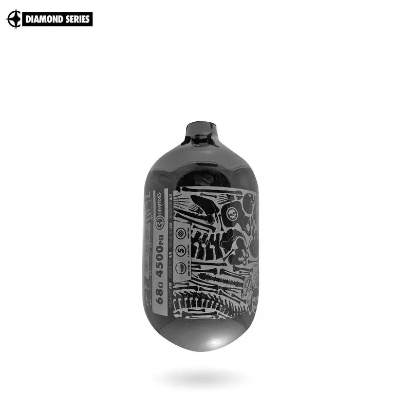 Infamous Air "Bones" Paintball Tank - Diamond Series - Bottle Only -  68Ci / 4500Psi - Black / Silver 1