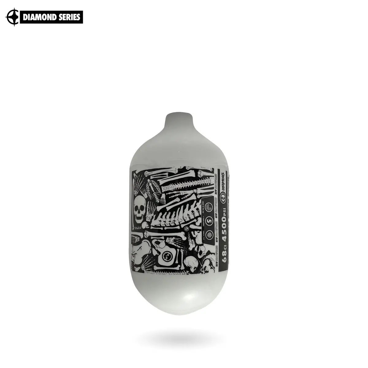 Infamous Air "Bones" Paintball Tank - Diamond Series - Bottle Only -  68Ci / 4500Psi - Pearl / Black 1