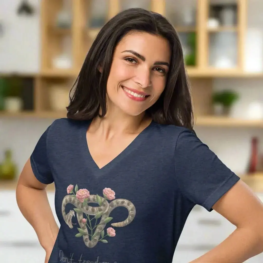 Don’T Tread On Me Uterus With Flowers V-Neck 2