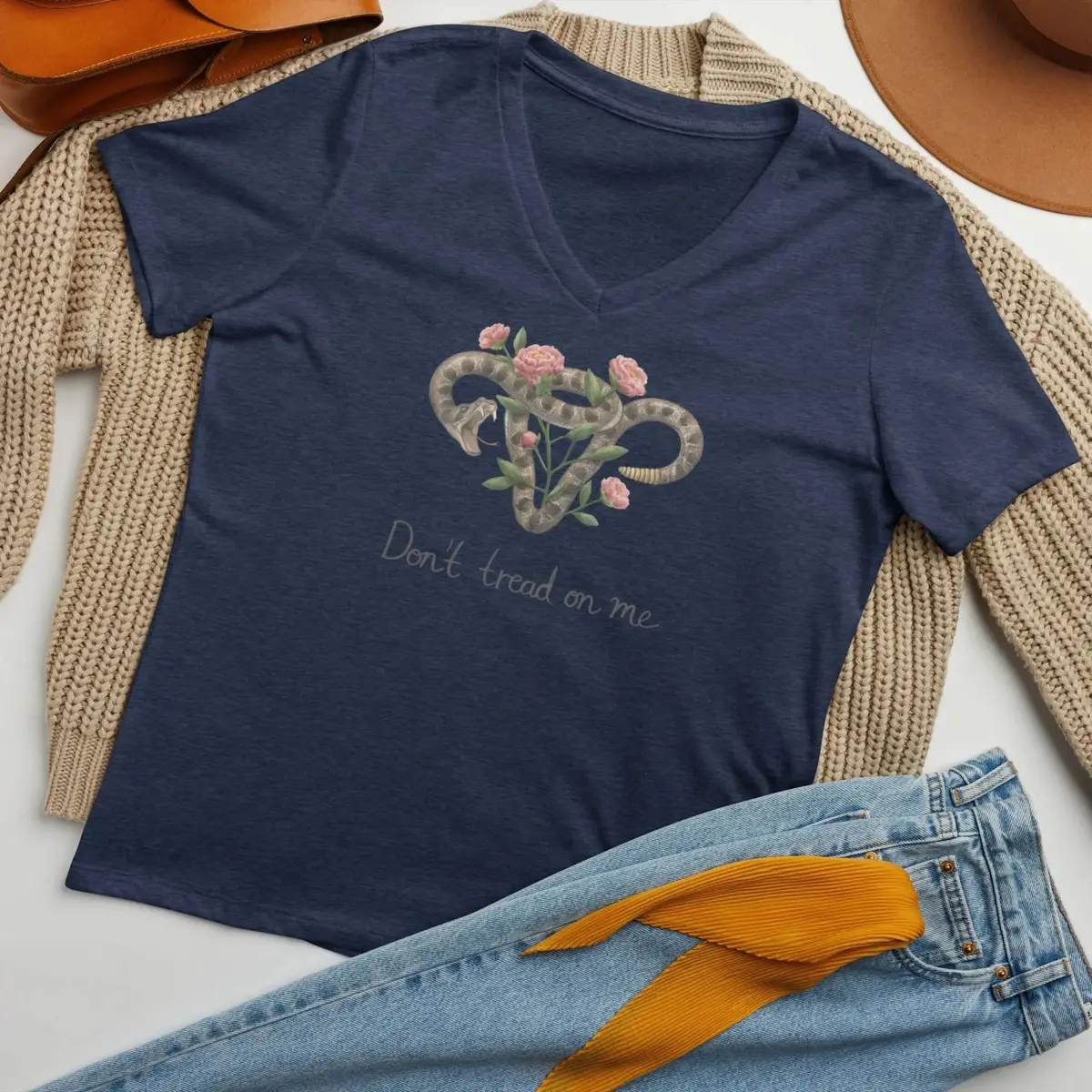 Don’T Tread On Me Uterus With Flowers V-Neck 6