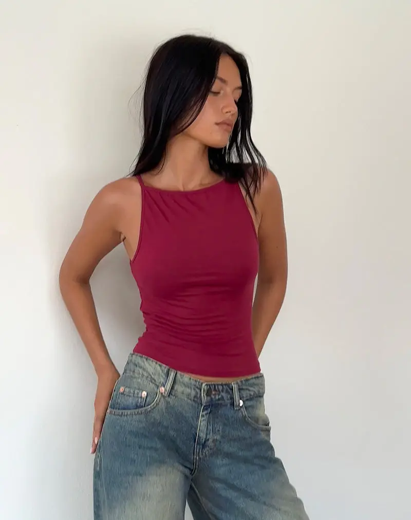 Dudley Vest Top In Burgundy 1