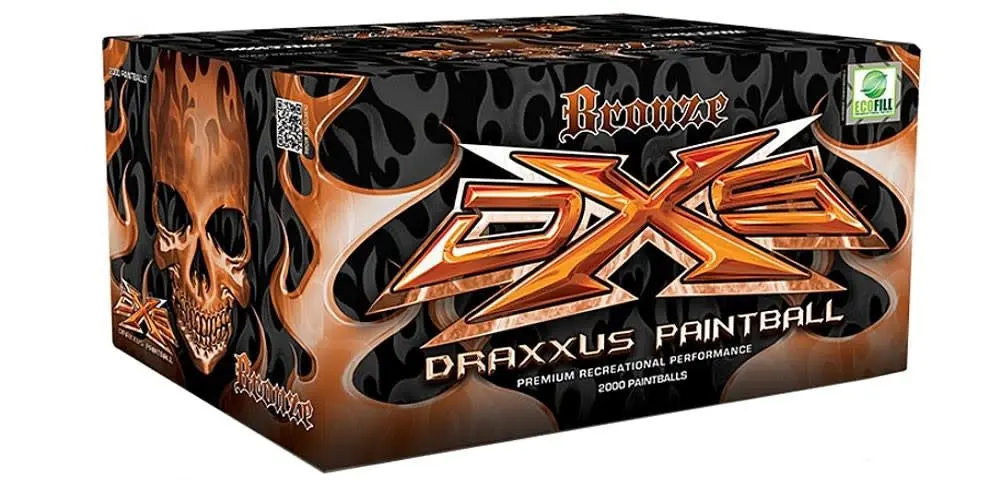Dxs Bronze 0.68 Caliber Paintballs - 2000 Paintballs - Red / Grey Shell - Yellow Fill 1