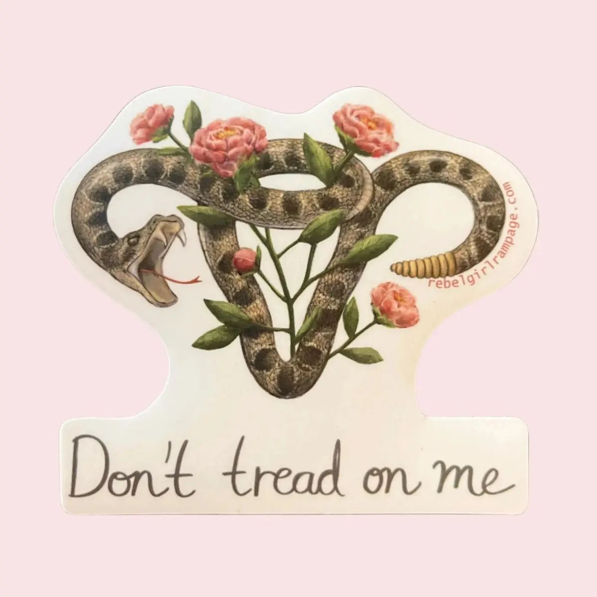 Don’T Tread On Me Uterus With Flowers Die Cut Sticker 1