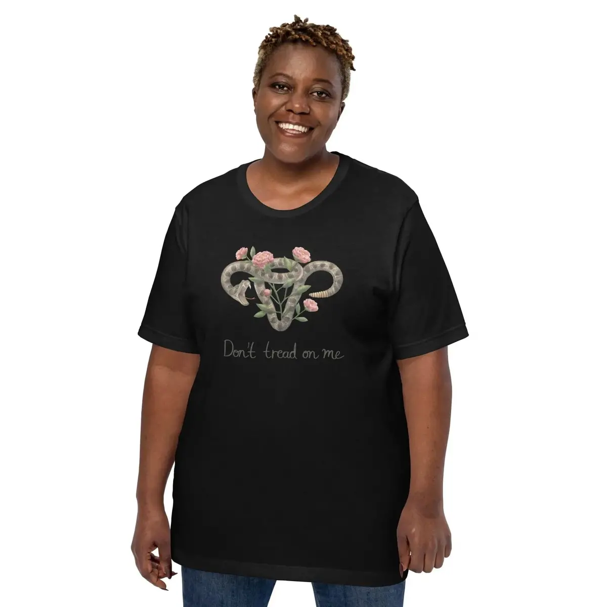 Bold Feminist Uterus T-Shirt with Floral Motif – Unisex Fit - Image 4