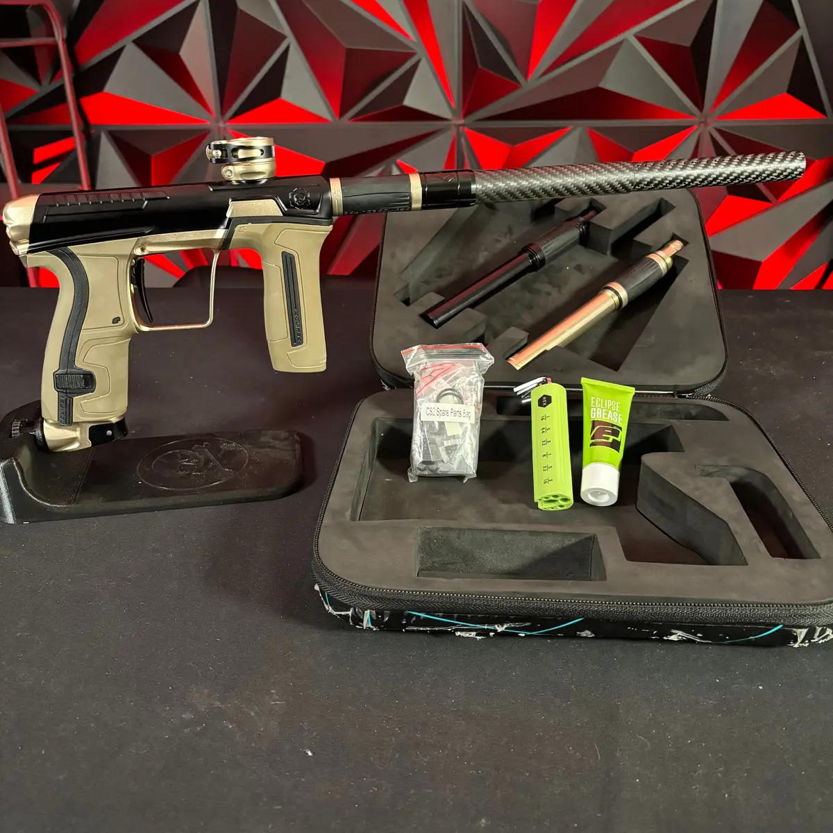 Used Infamous/Planet Eclipse Cs2 Paintball Gun - Black/Sandstone W/ Fde Grips 1