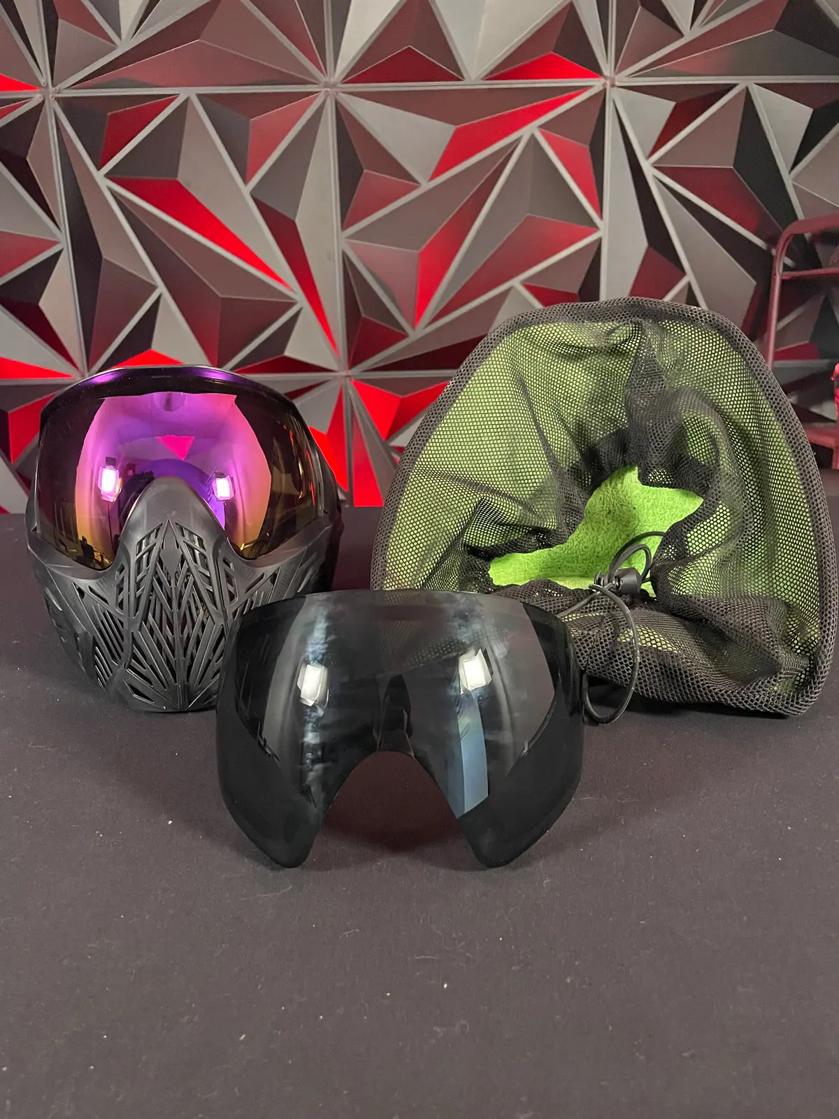 Used Bnkr King Cmd Paintball Mask - Black W/ 2 Lenses, Exalt Goggle Case 1