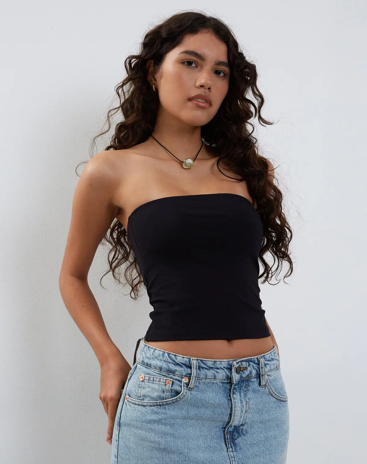 Elia Heavy Lycra Bandeau Top In Lycra Black 1