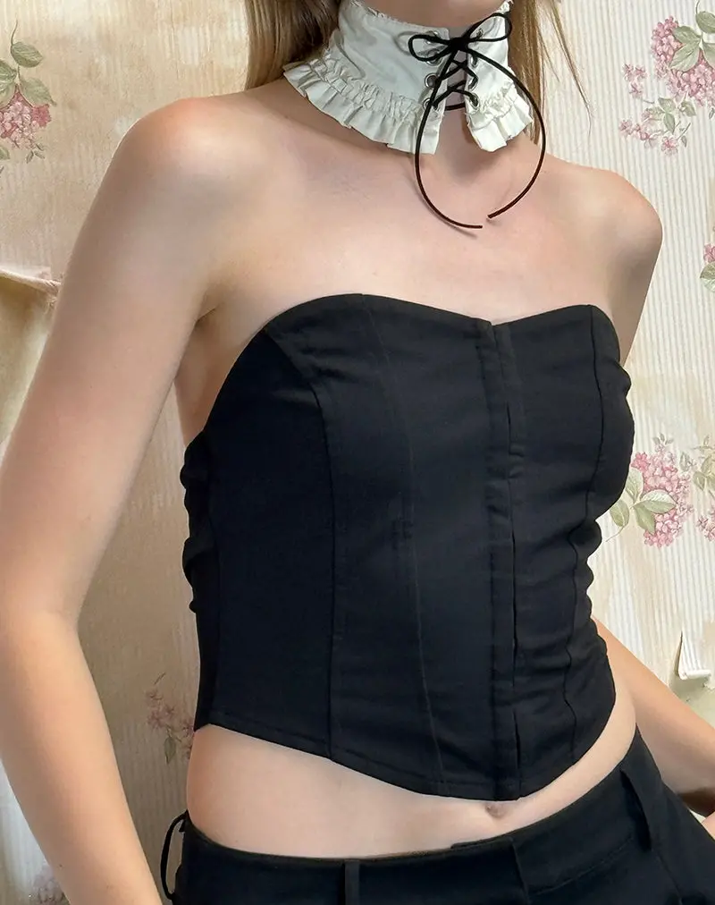 Elita Hook And Eye Corset Top In Black 1