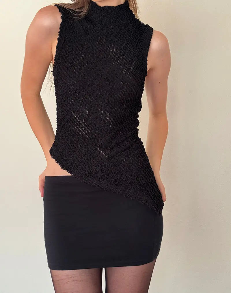 Ember Sleeveless Top In Textured Black 1