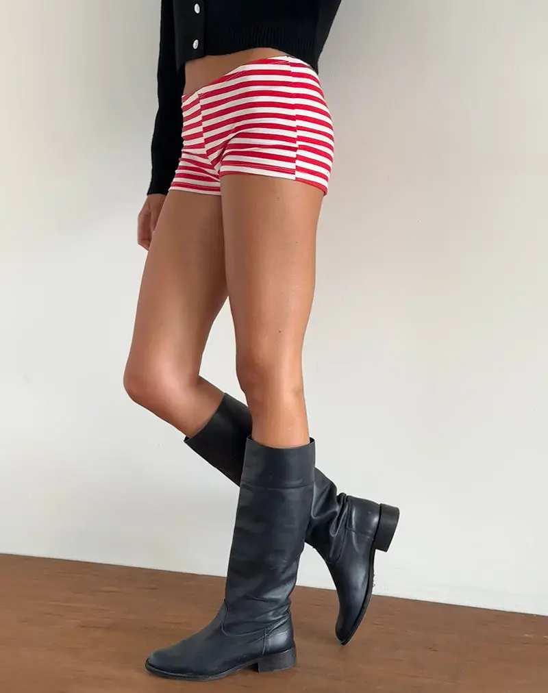 Eunia Micro Shorts In Red And White Stripe 1