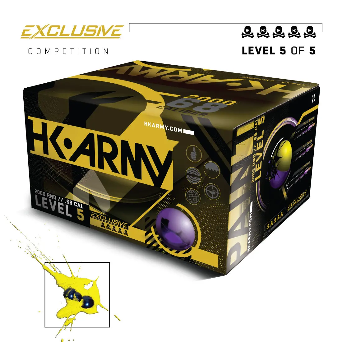 Hk Army Exclusive Paintballs - Level 5 - Metallic Purple Shell / Yellow Fill 1