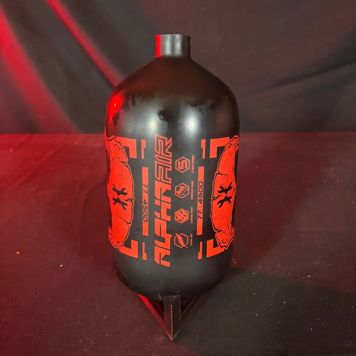 Used Hk Army Alpha Air 77/4500 Paintball Tank - Black/Red Doom 1
