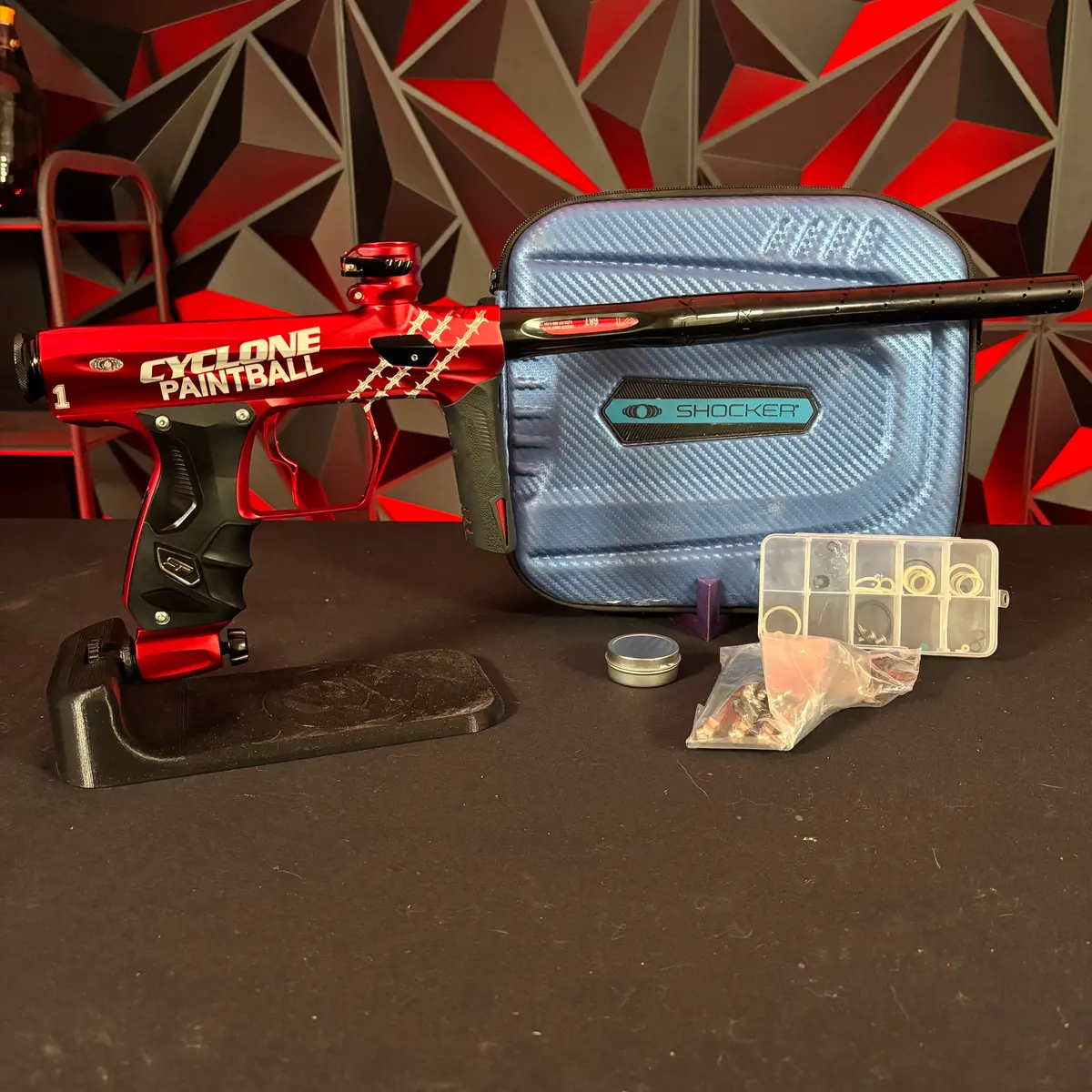 Used Shocker Amp Paintball Gun - Cyclone (Red/White) 1