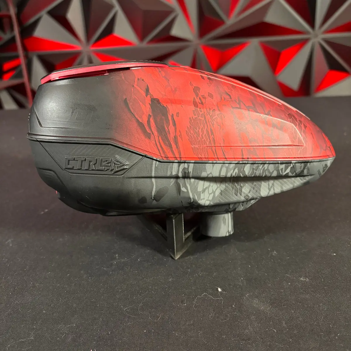 Used Bunkerking Ctrl 2 Paintball Loader - Red/Grey Highlander W/Ntr Speedfeed & Ramps 1