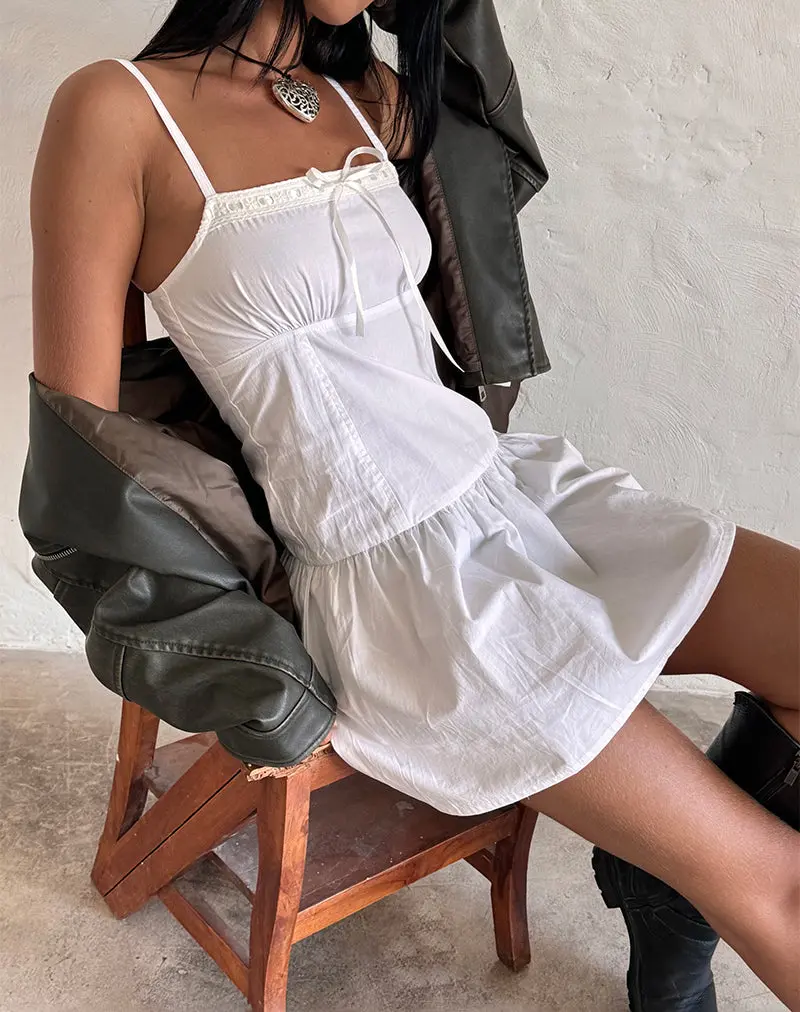 Felin Mini Dress In White Poplin 1