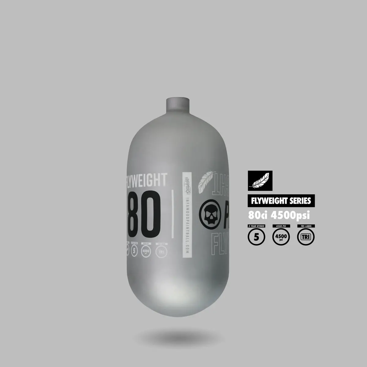 Infamous Pro Dna Flyweight 80/4500 Air Tank - Matte Silver Bottle Only 1