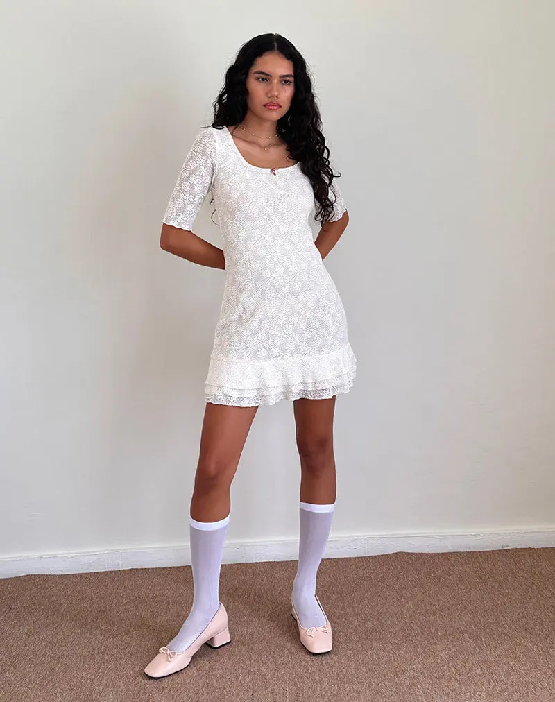 Fredrika Mini Dress In Lace Ivory 1
