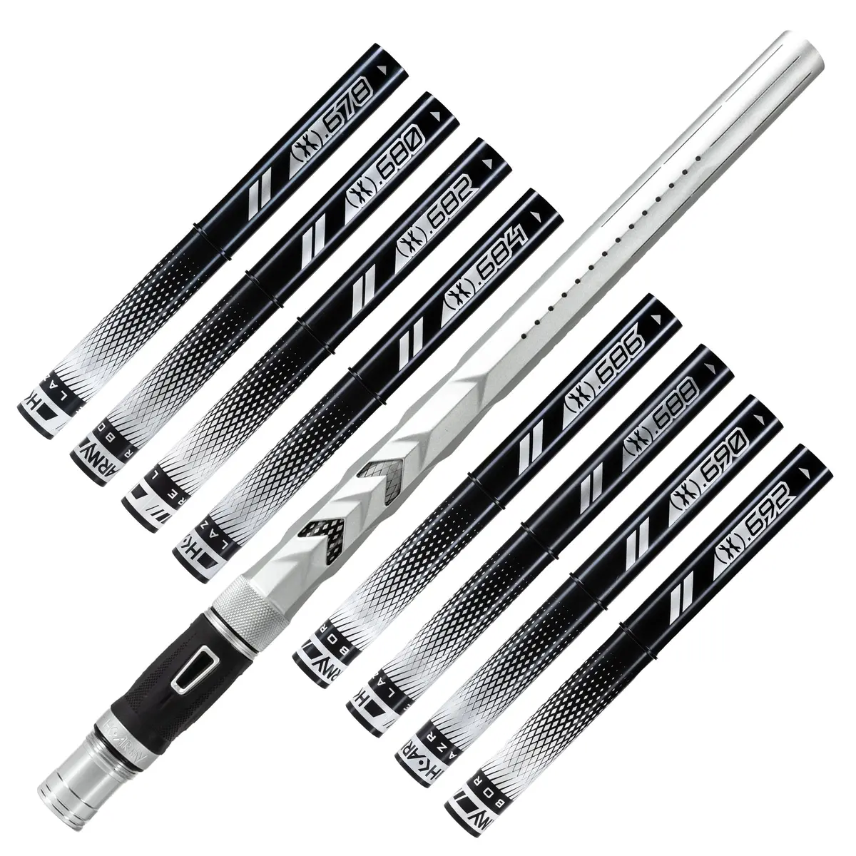 Hk Army Lazr Barrel Kit - Elite "Fossil" - Autococker Thread - Dust Silver/Black Insert 1