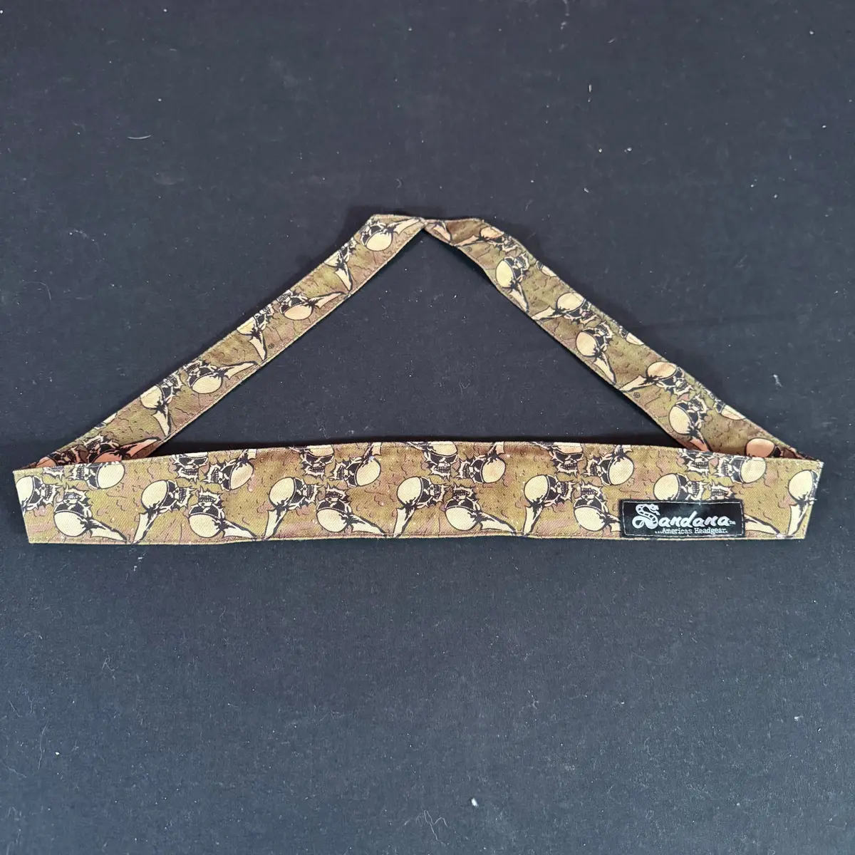 *Display* Sandana Headband - Green/Brown Skulls 1