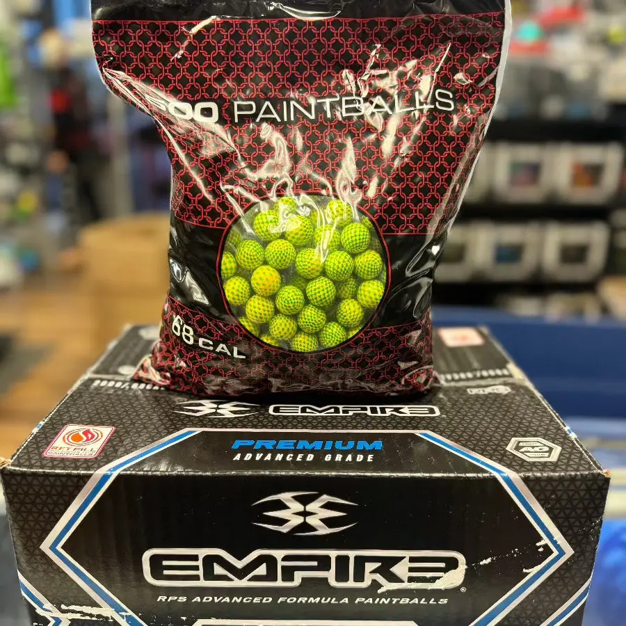 Empire Premium 0.68 Caliber Paintballs - 2000 Paintballs - Metallic Yellow Shell - Yellow Fill 1