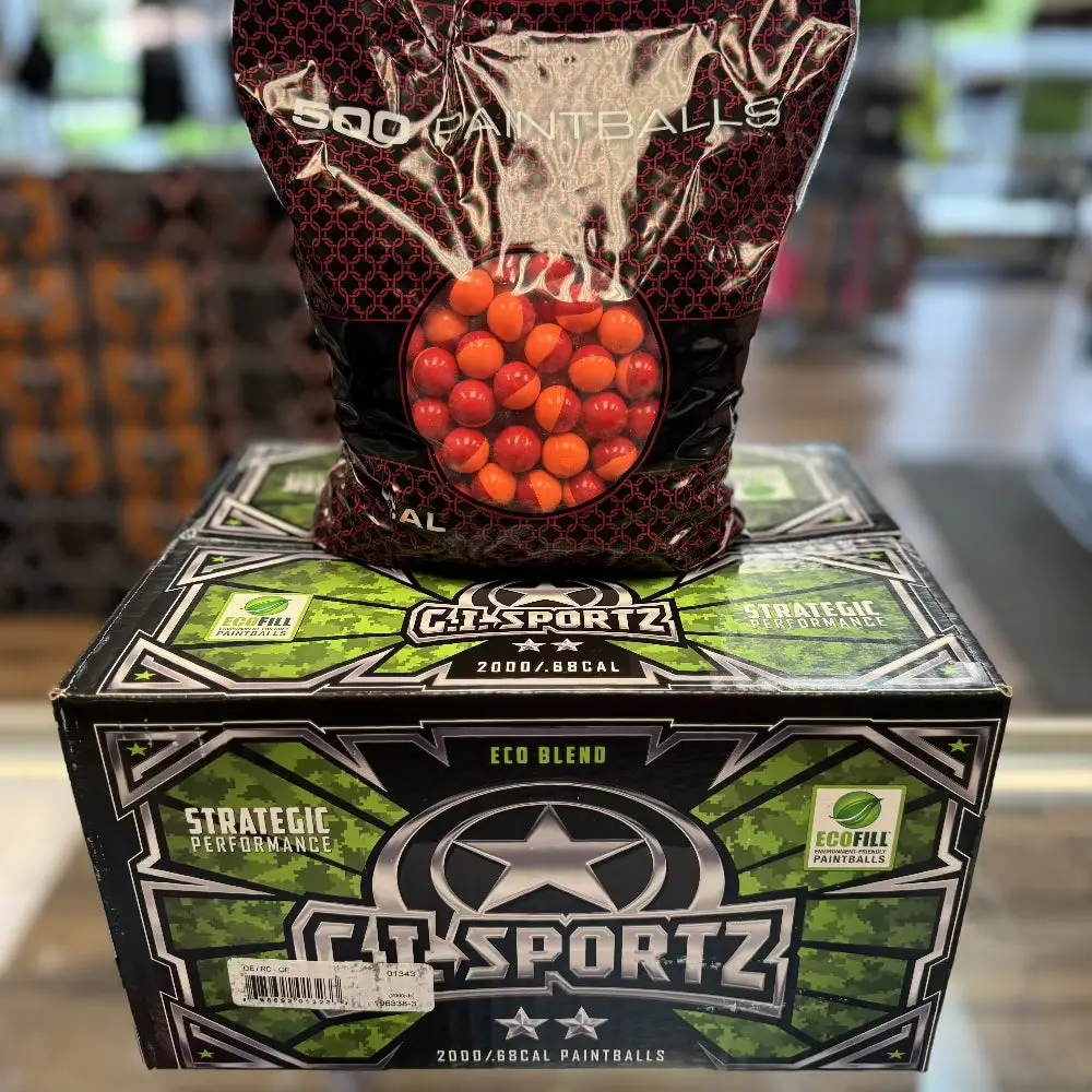 Gi Sportz 2 Star Paintballs - 2000 Paintballs - Orange / Red Shell - Orange Fill 1