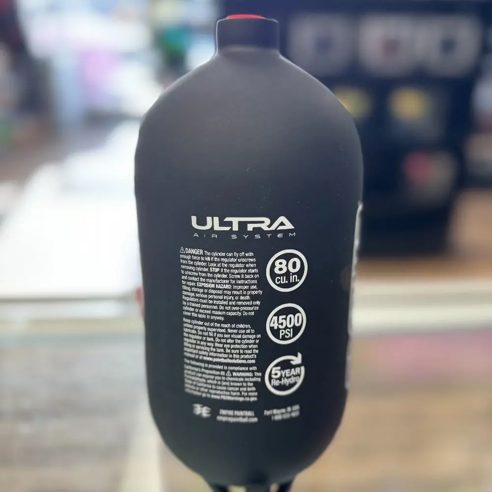 Empire Ultra Light 80Ci 4500Psi Hpa Paintball Tank - Matte Black/White -Bottle Only 1