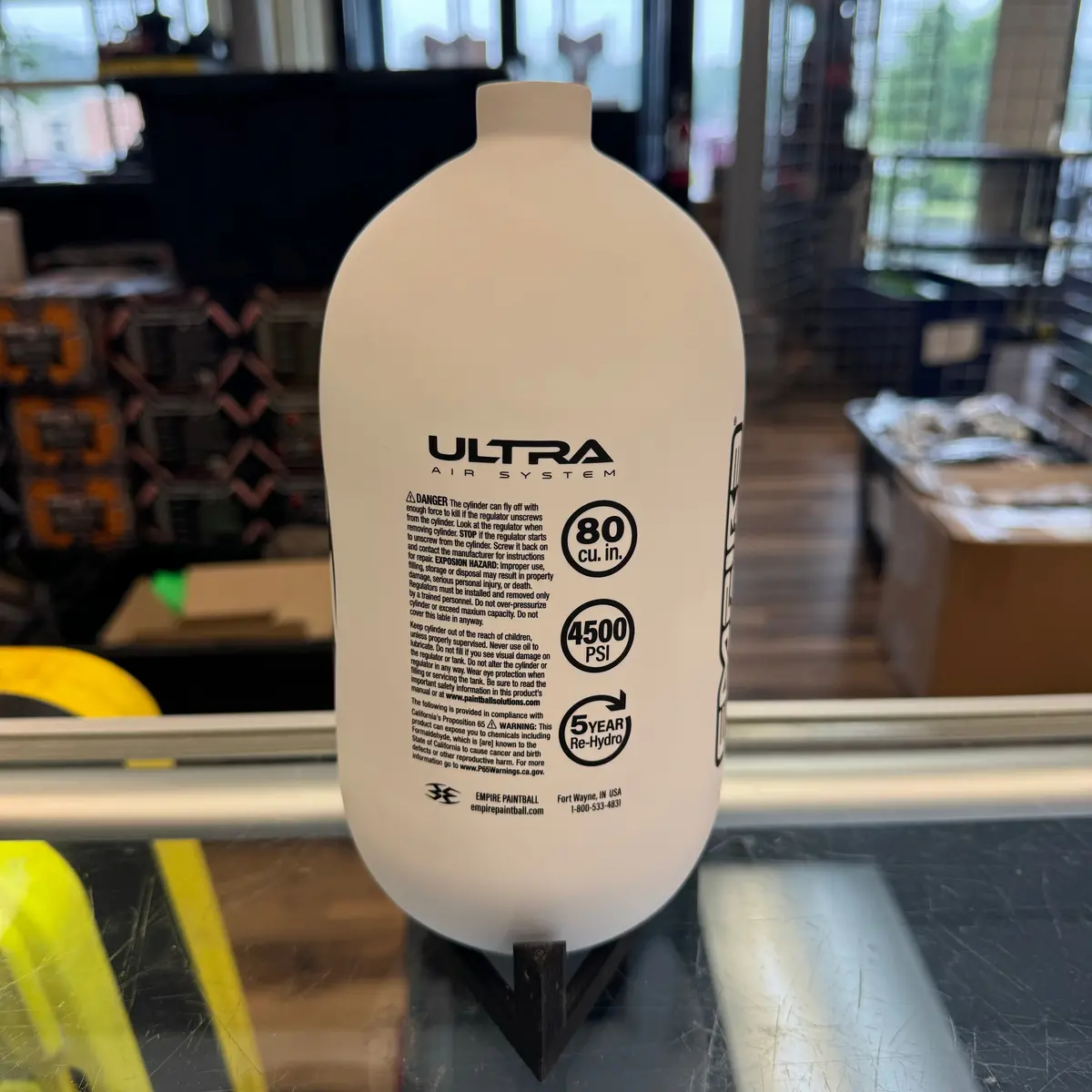 Empire Ultra Light 80Ci 4500Psi Hpa Paintball Tank - White With Black Logo -Bottle Only 1