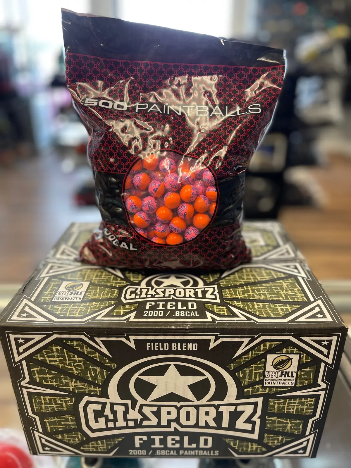 Gi Sportz Field Paintballs - 2000 Paintballs - Orange/Pink Shell - Orange Fill 1
