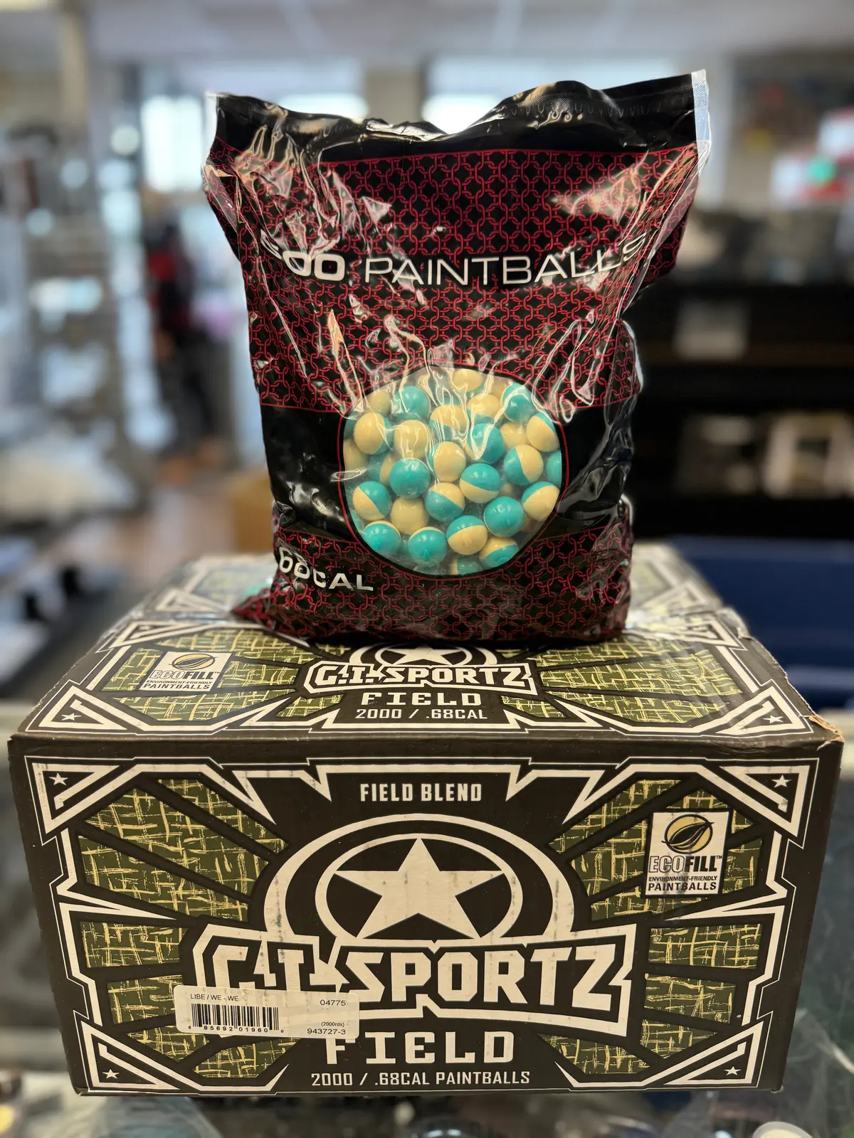 Gi Sportz Field Paintballs - 2000 Paintballs - Blue / White Shell - White Fill 1