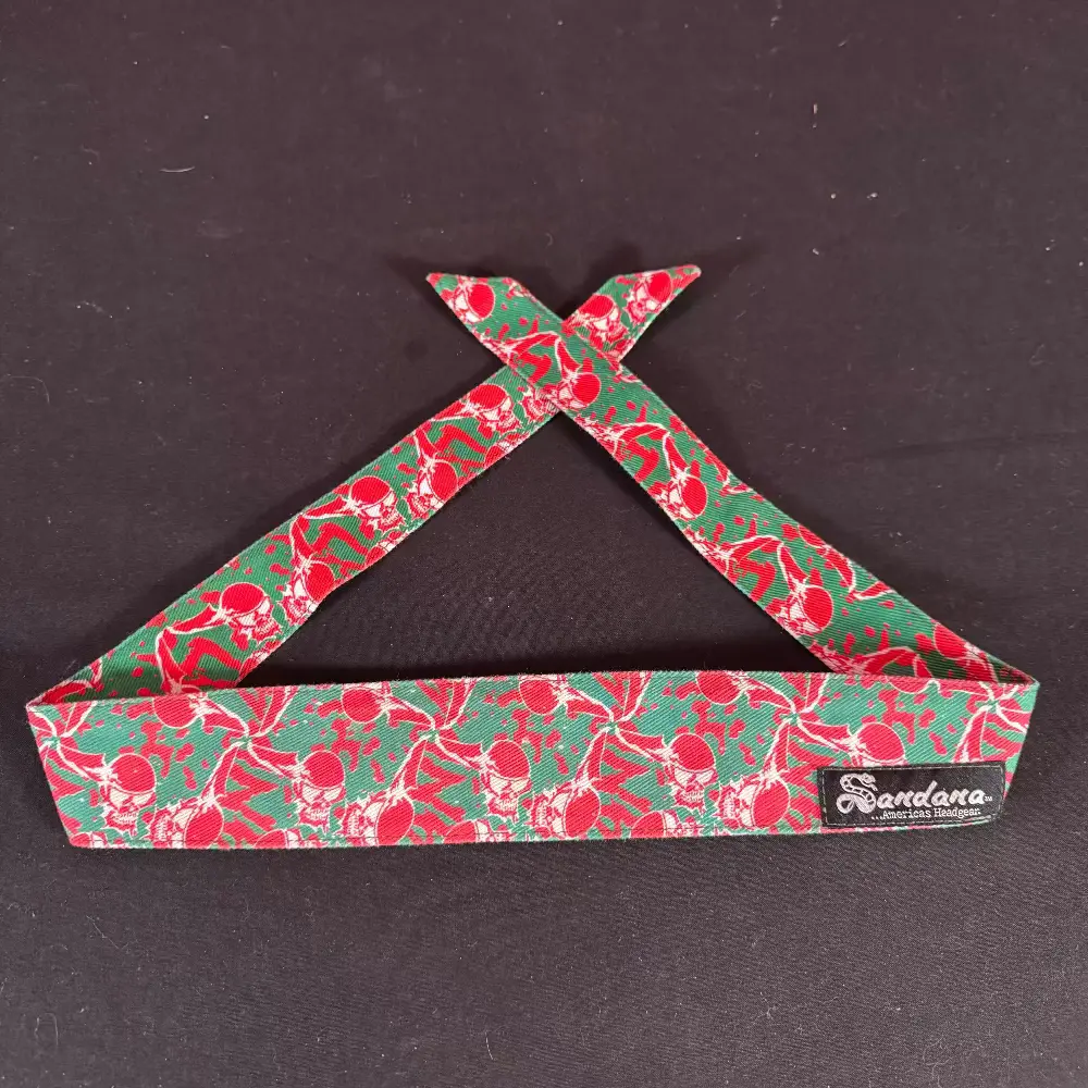 *Display* Sandana Headband - Green/Red Skulls 1