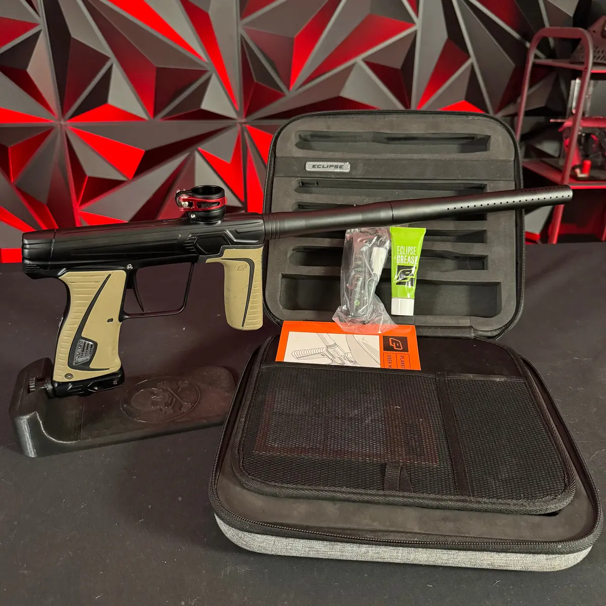 Used Planet Eclipse Gtek 180R Paintball Gun - Midnight/W Earth Grips And Red Feedneck Lever 1