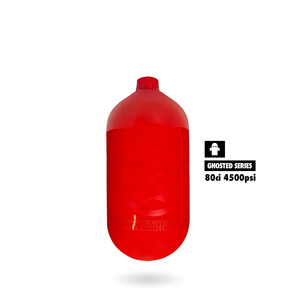 Infamous Skeleton Air "Hyperlight" Ghosted Series Paintball Tank Bottle Only - Red - 80/4500 Psi 1